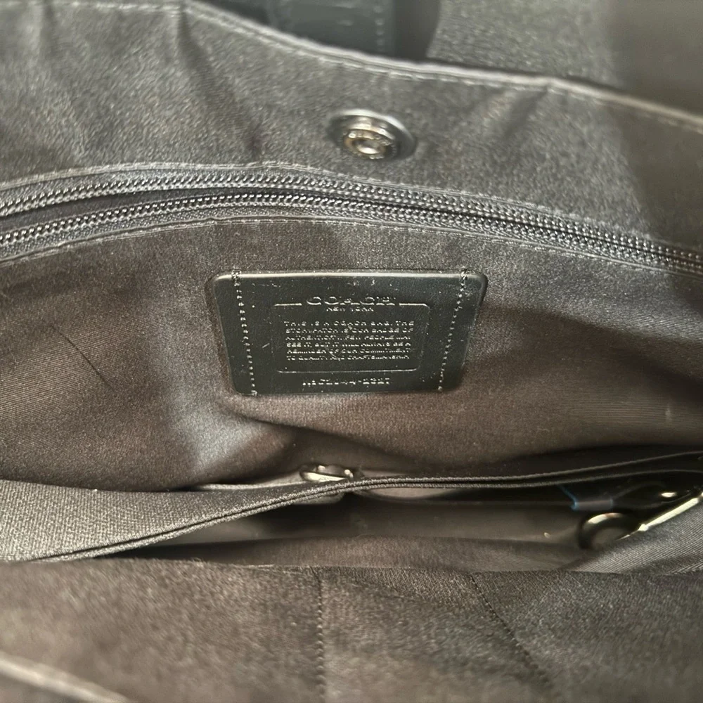 Coach Men's Black and Blue Triangular Pattern Briefcase